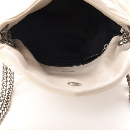 Saint Laurent Lambskin Quilted Small Loulou Puffer Monogram Chain Satchel Blanc Vintage 5 of 11