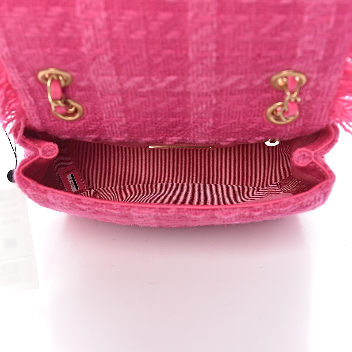 Chanel Wool Tweed Giant Logo Flap Bag Pink 5 of 10