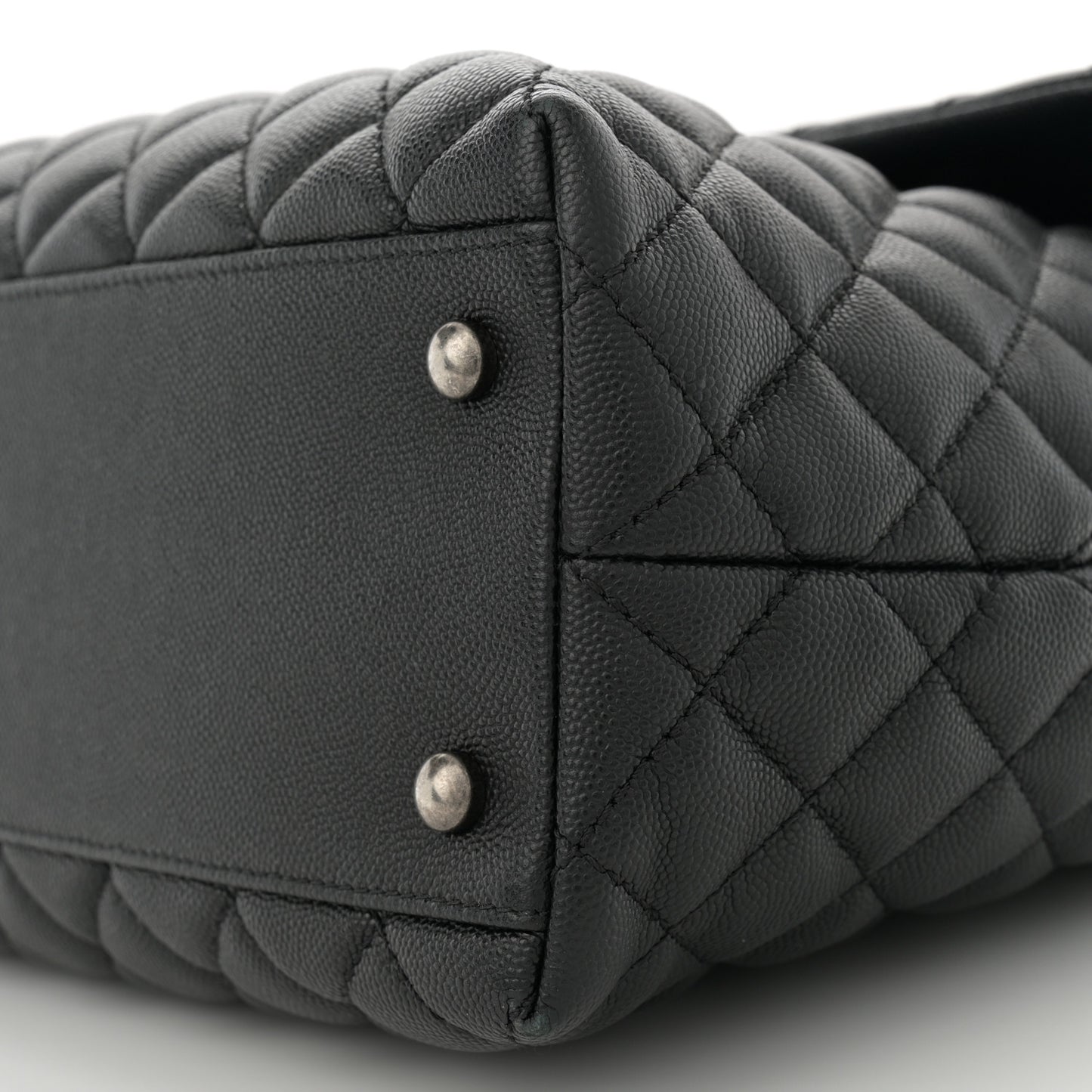 Caviar Quilted Large Coco Handle Flap  Black