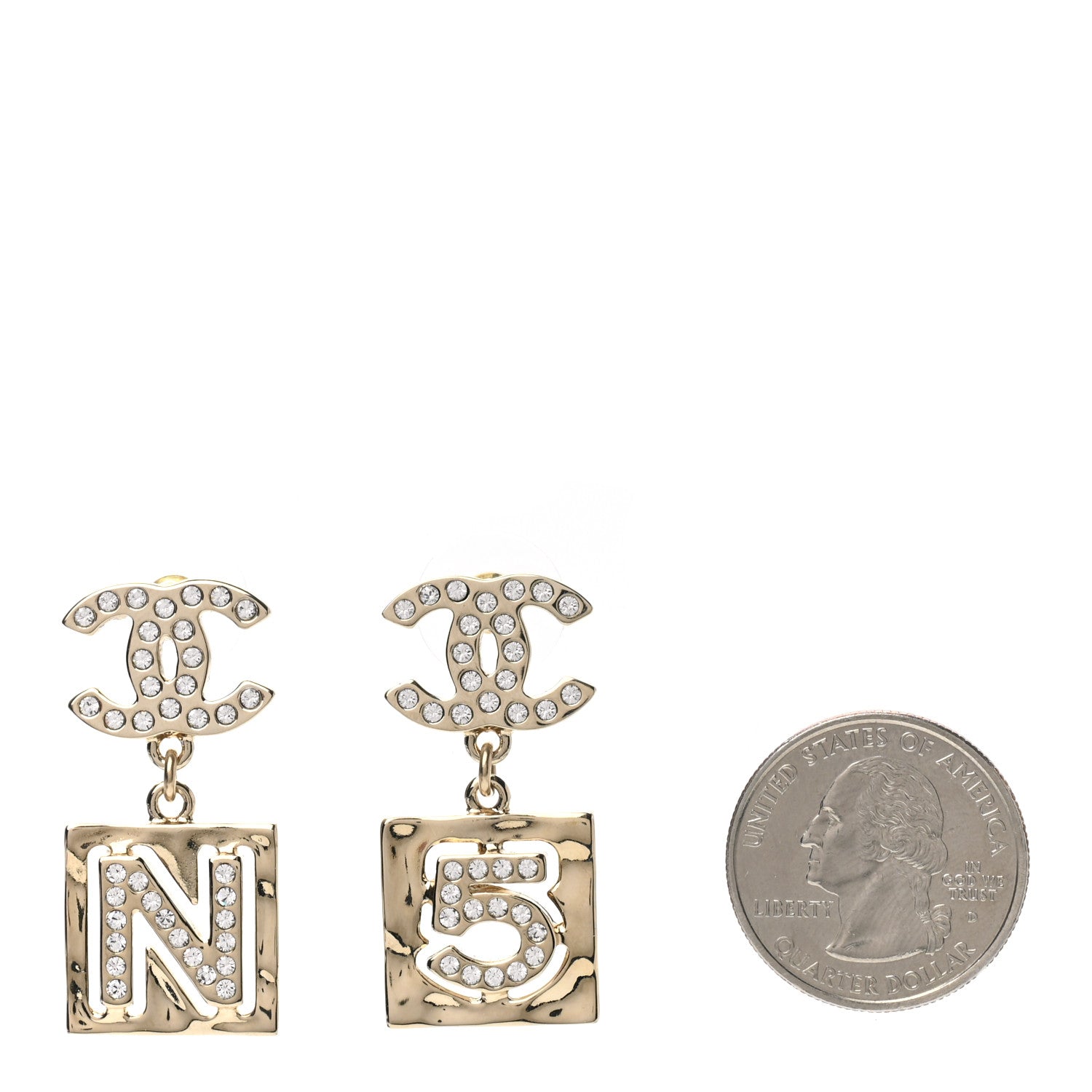 Chanel Crystal CC No 5 Drop Earrings Gold 2 of 4