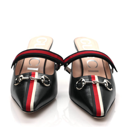 Gucci Malaga Kid Sylvie Web Cross Strap Mid-Heel Slides 36.5 Black 2 of 9