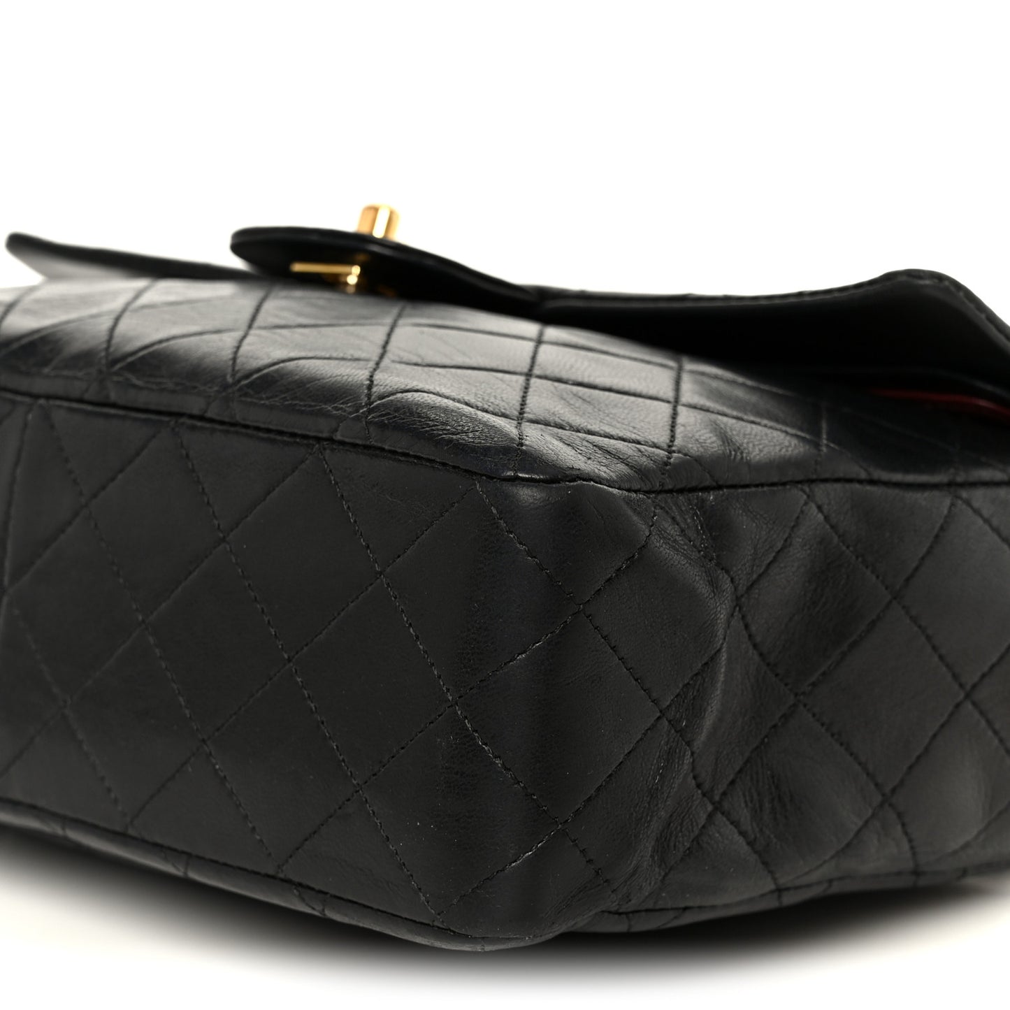 Lambskin Quilted Medium Double Flap Black