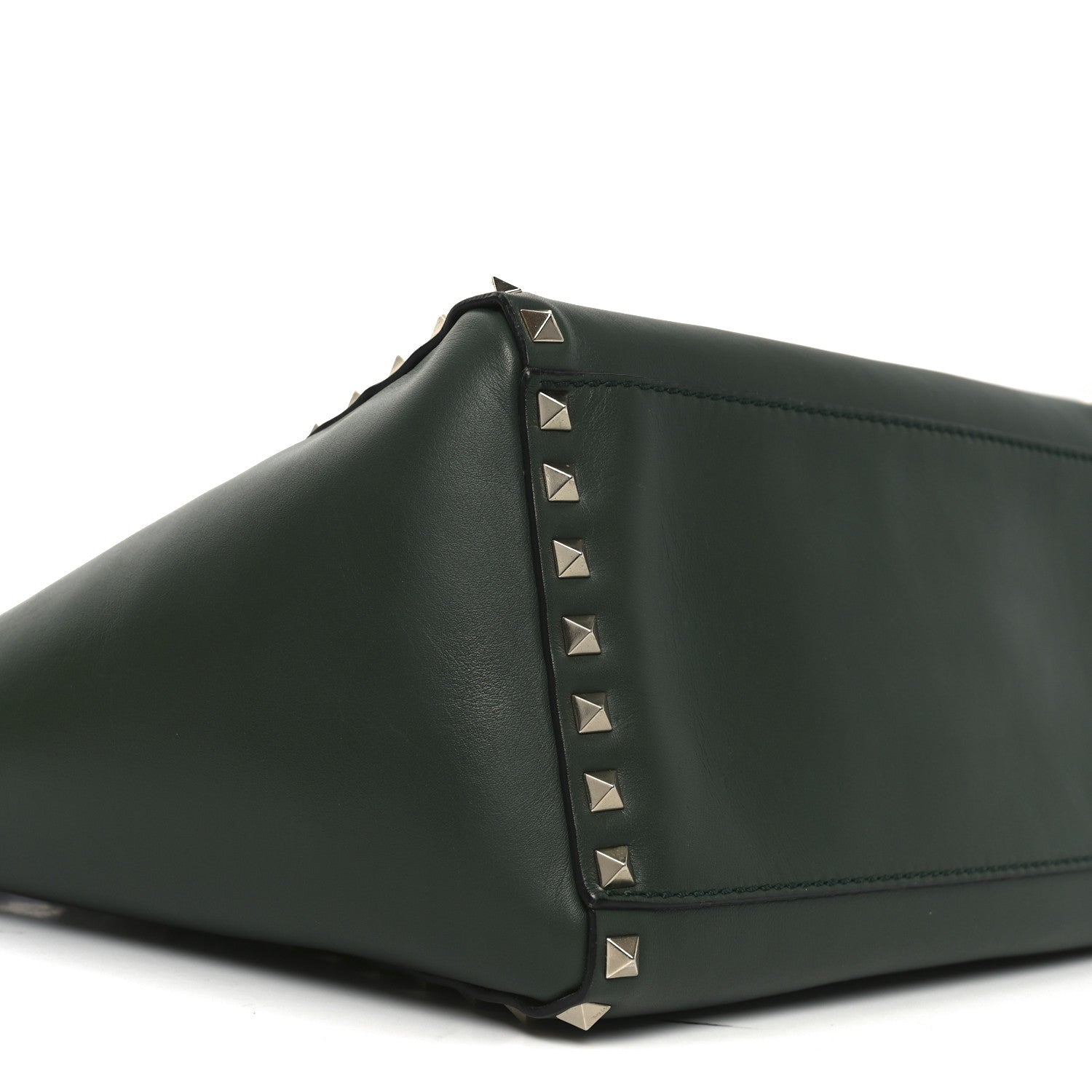 Valentino Garavani Vitello Small Rockstud Double Handle Tote Smeraldo 8 of 9