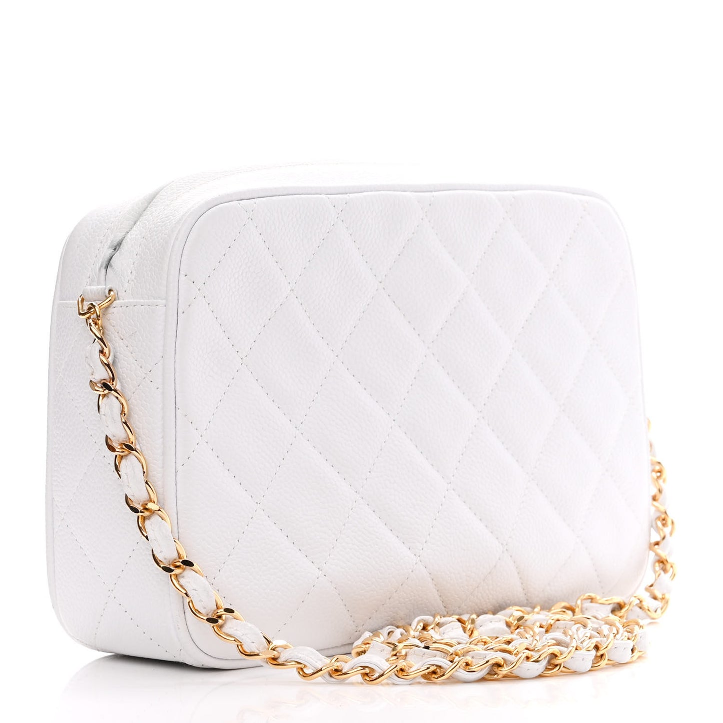 Caviar Quilted Camera Case White