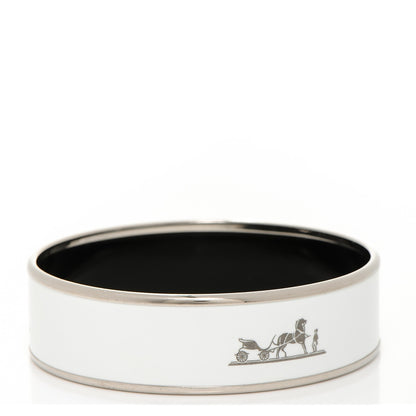 Hermes Enamel Printed Wide Caleche Bracelet 62 White 3 of 5