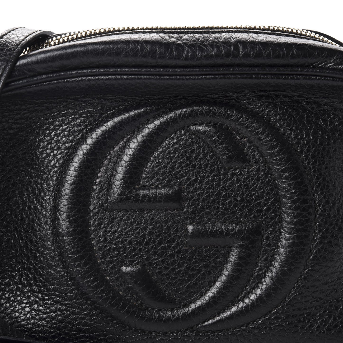 Pebbled Calfskin Small Soho Disco Bag Black