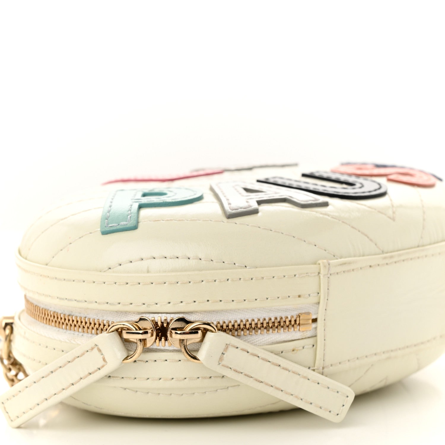 Chanel Embroidered Lambskin Chevron Quilted La Pausa Evening Bag White 9 of 14