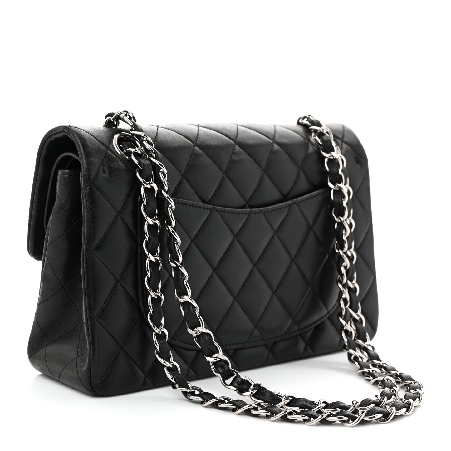Lambskin Quilted Small Double Flap Black