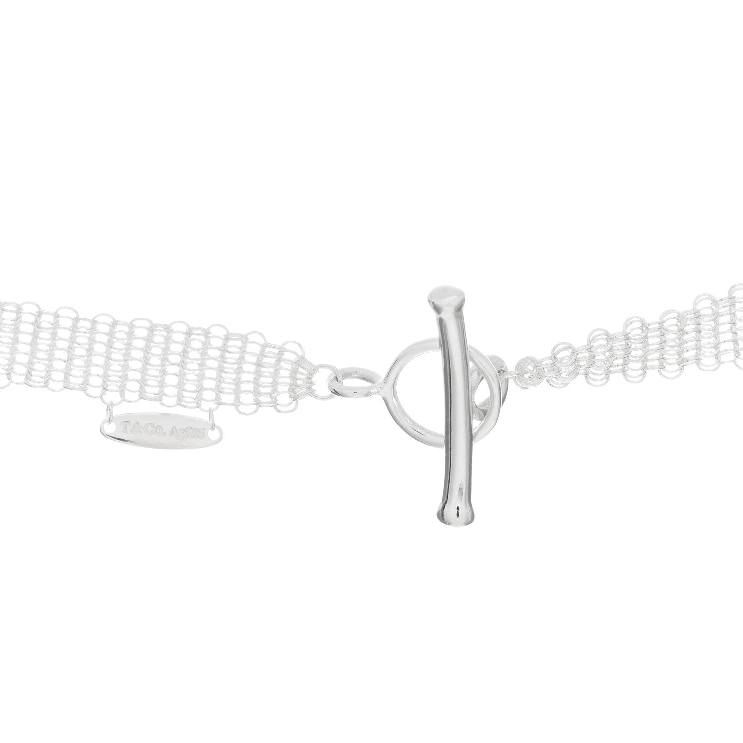 Tiffany Sterling Silver Black Jade 22mm Elsa Perretti Open Heart Mesh Necklace 3 of 3