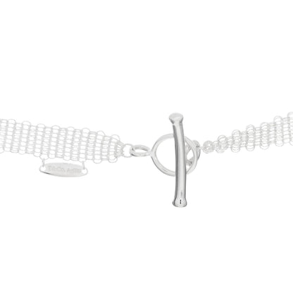 Tiffany Sterling Silver Black Jade 22mm Elsa Perretti Open Heart Mesh Necklace 3 of 3