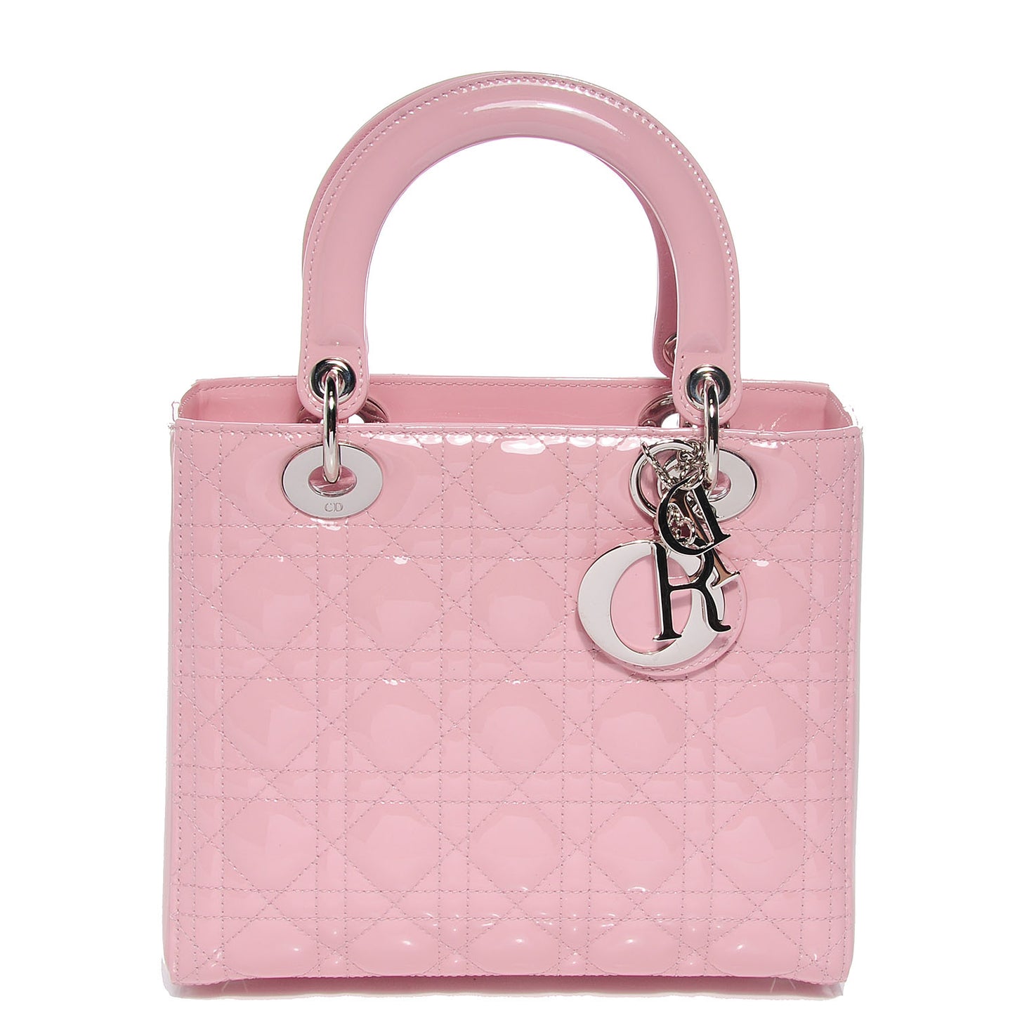Patent Cannage Medium Lady Dior Rose Clair