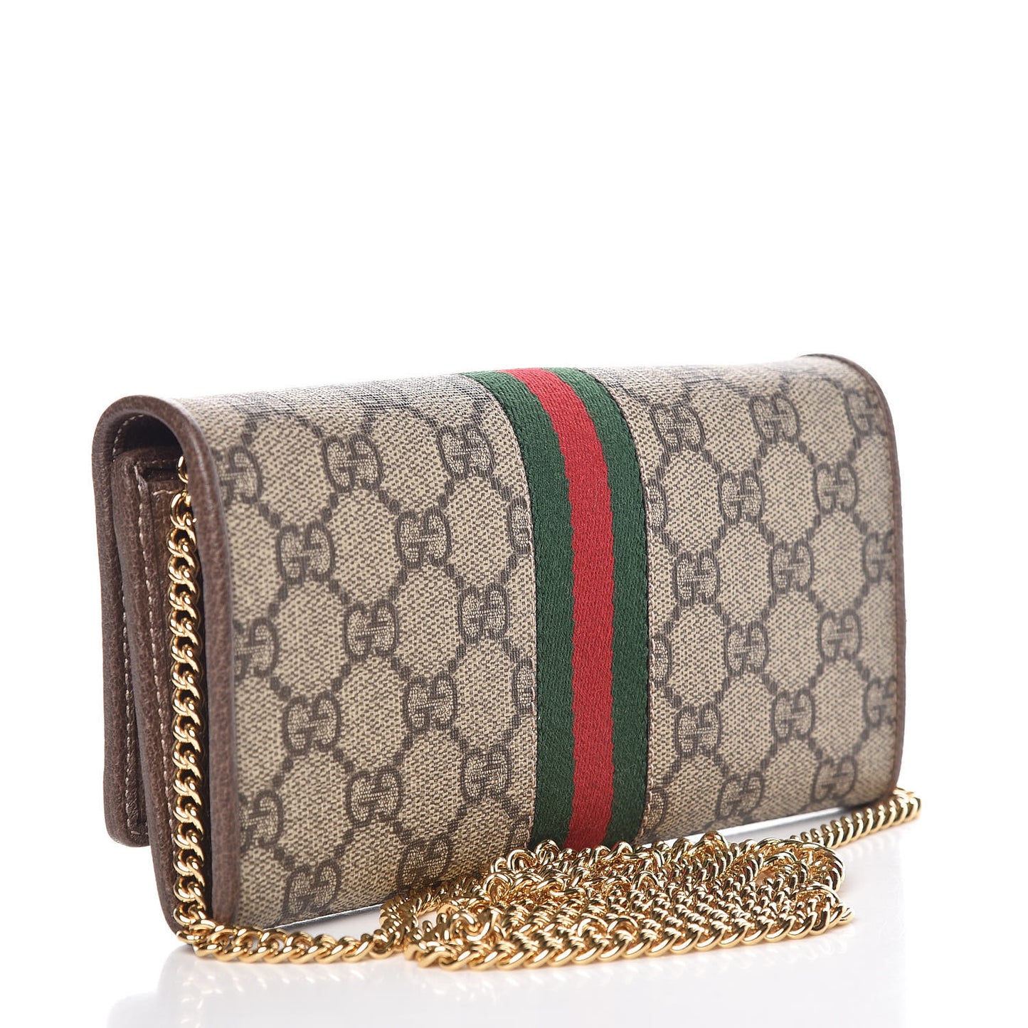 GG Supreme Monogram Web Ophidia Wallet On Chain Brown