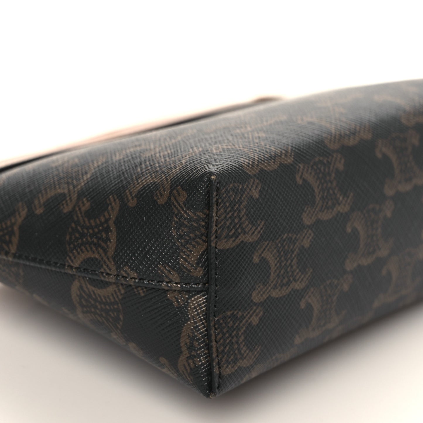 Triomphe Canvas Calfskin Small Zipped Pouch Tan