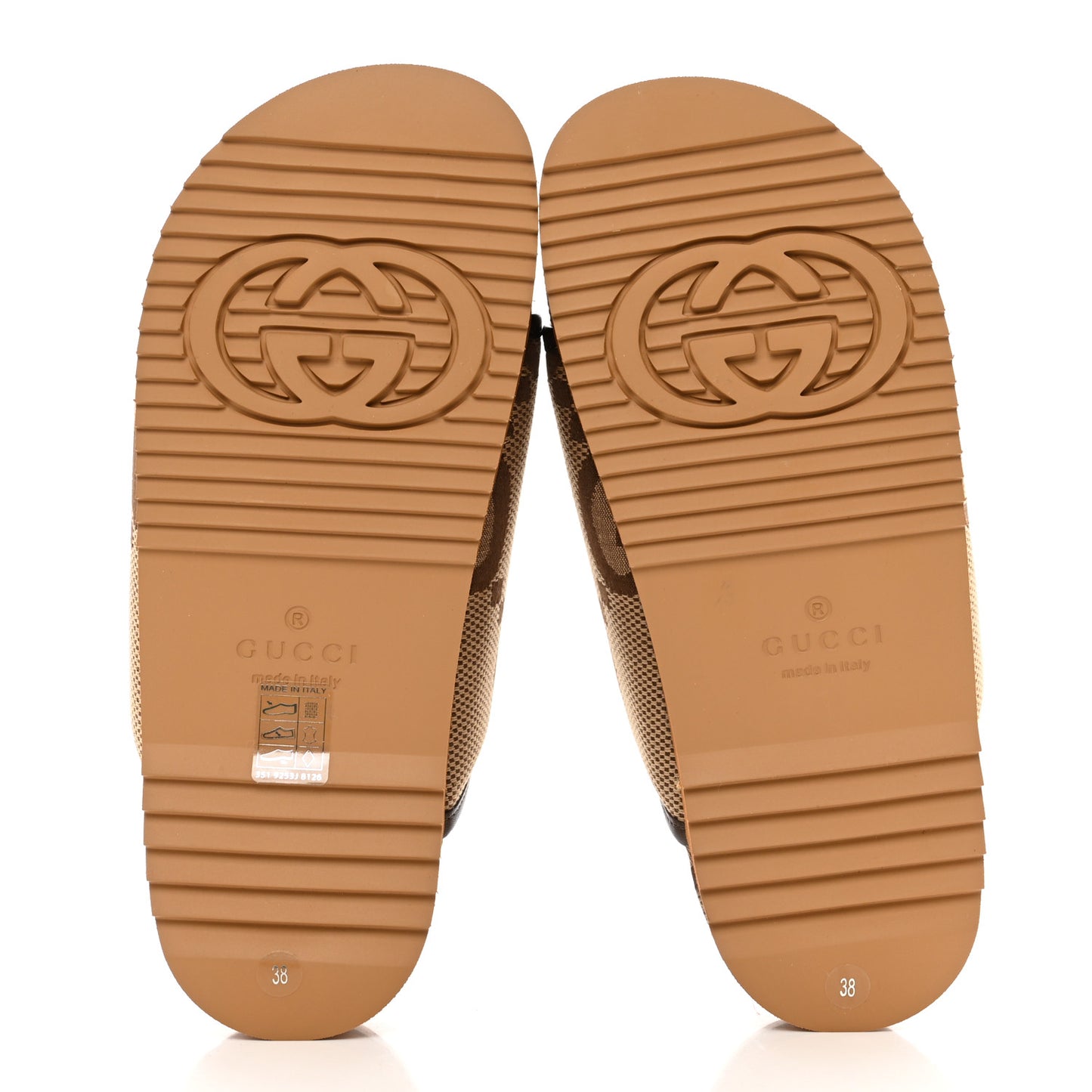 Monogram Jumbo GG Nappa Samoa Platform 40mm Slide Sandals 38 Camel Ebony New Acero