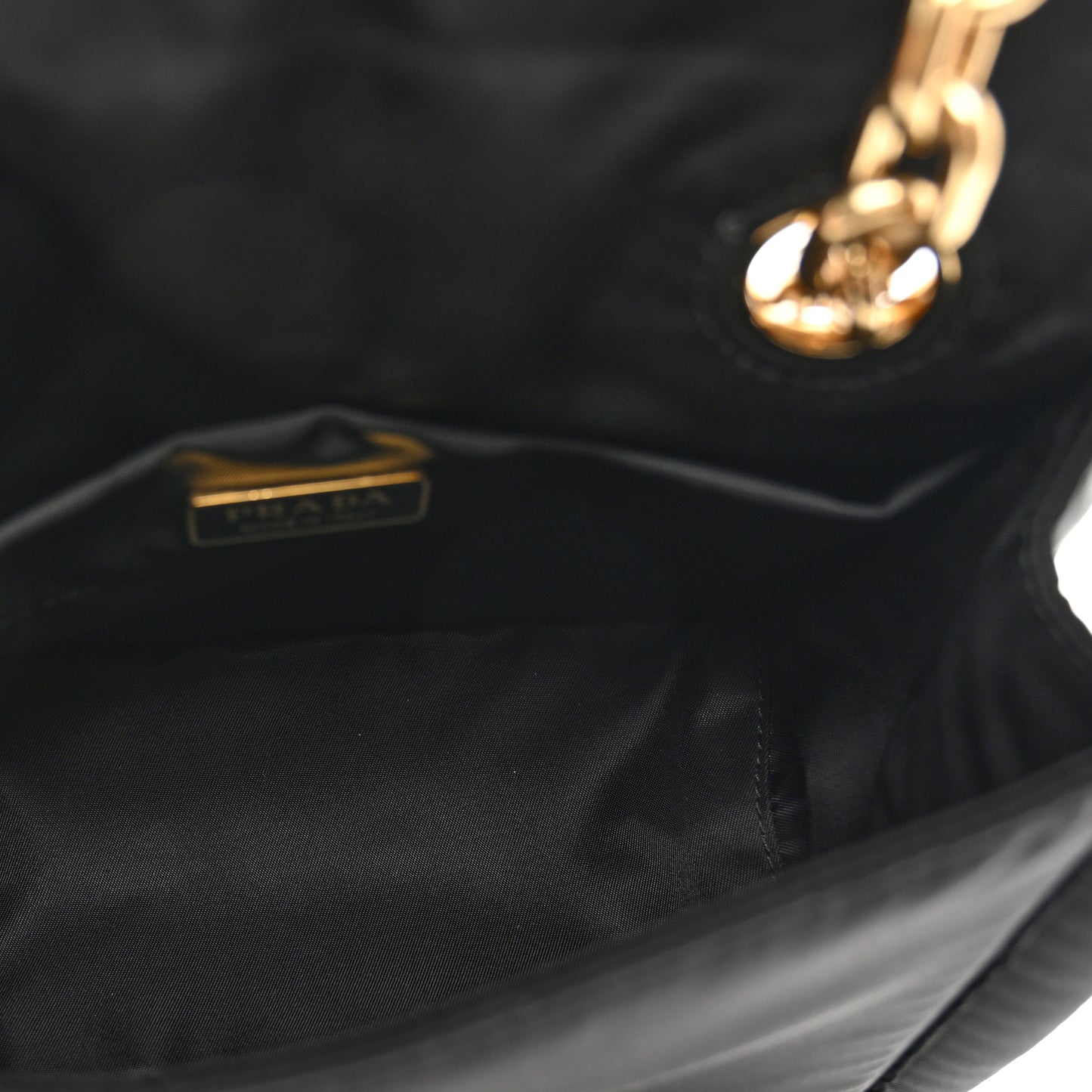 Tessuto Nylon Chain Flap Shoulder Bag Black