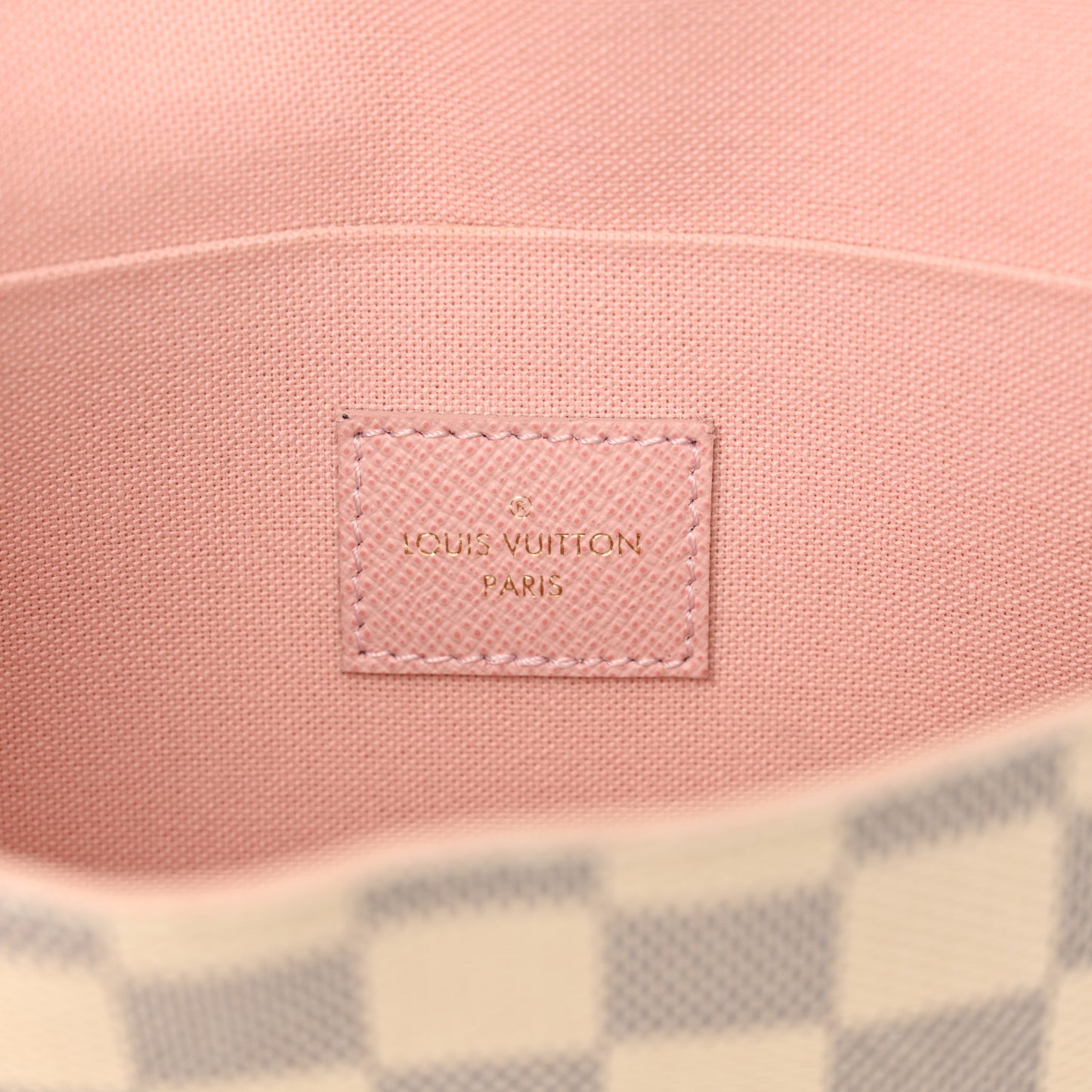Damier Azur Pochette Felicie Chain Wallet Rose Ballerine