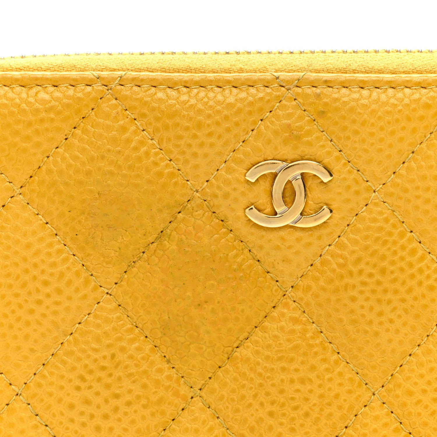 Chanel Caviar Quilted Medium Zip Around Wallet Yellow 8 of 10