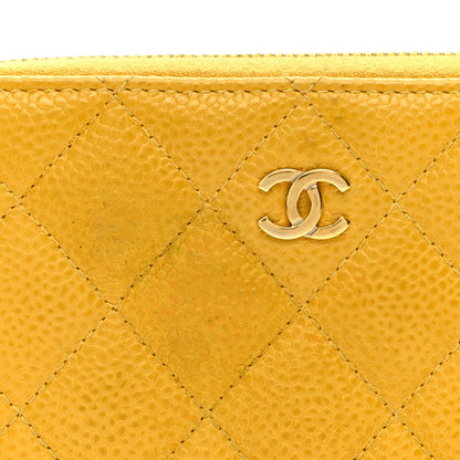 Chanel Caviar Quilted Medium Zip Around Wallet Yellow 8 of 10