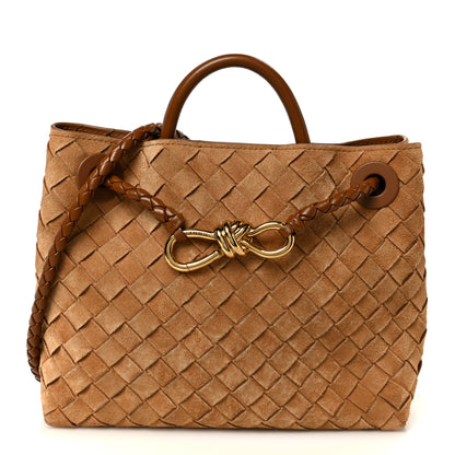 Bottega Veneta Suede Intrecciato Small Andiamo Shoulder Bag Amber 1 of 10