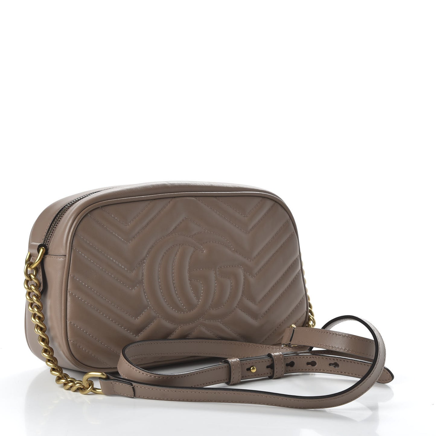 Calfskin Matelasse Small GG Marmont Chain Shoulder Bag Porcelain Rose