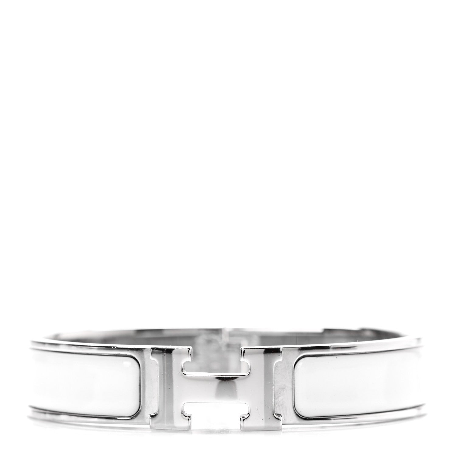 Hermes Enamel Narrow Clic Clac H Bracelet PM White 1 of 4