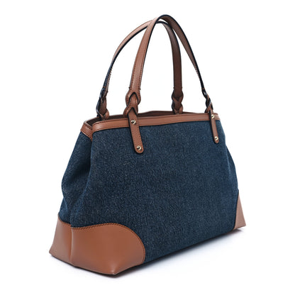Gucci Denim Calfskin Tote Brown 3 of 12