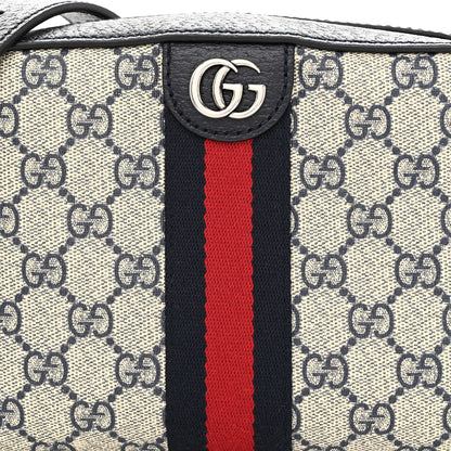 Gucci GG Supreme Monogram Textured Dollar Calfskin Web Small Ophidia Camera Bag Beige Blue 8 of 12