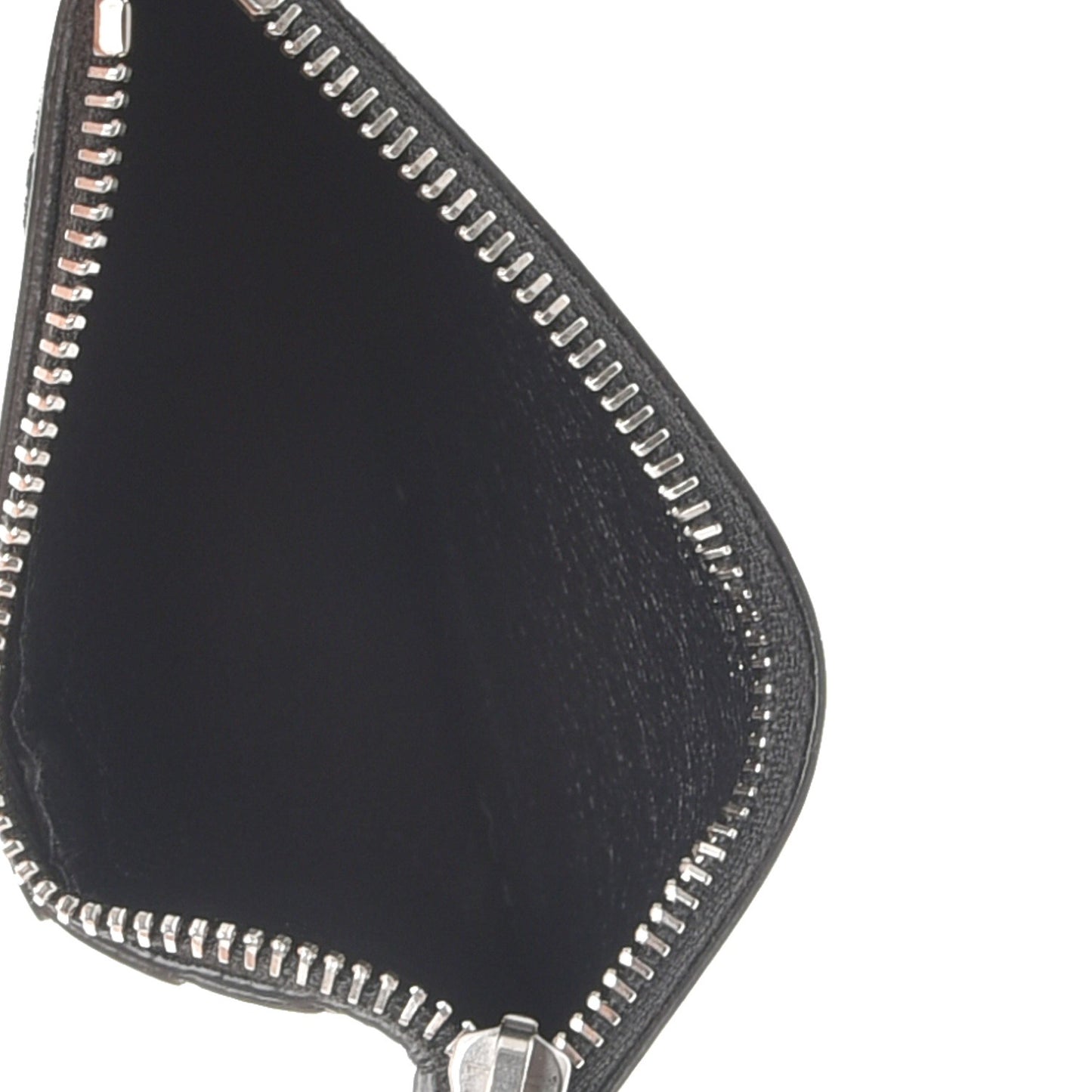 Calfskin Moujik Patch Fragments Zip Pouch Card Holder Black