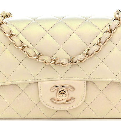Chanel Iridescent Lambskin Quilted Mini Rectangular Flap Ivory 4 of 10