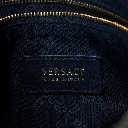 Versace Crocodile Embossed Calfskin Medusa Wristlet Black 8 of 11