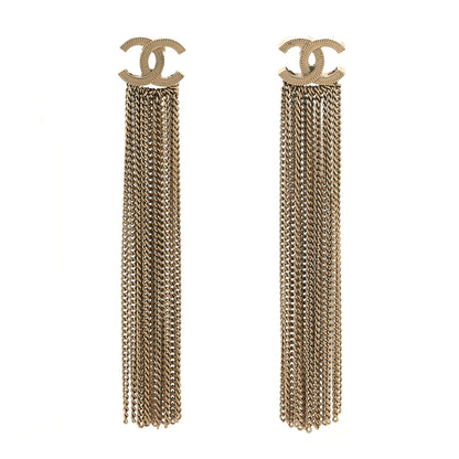 Chanel Metal CC Multi Strand Chain Drop Earrings Gold 1 of 5