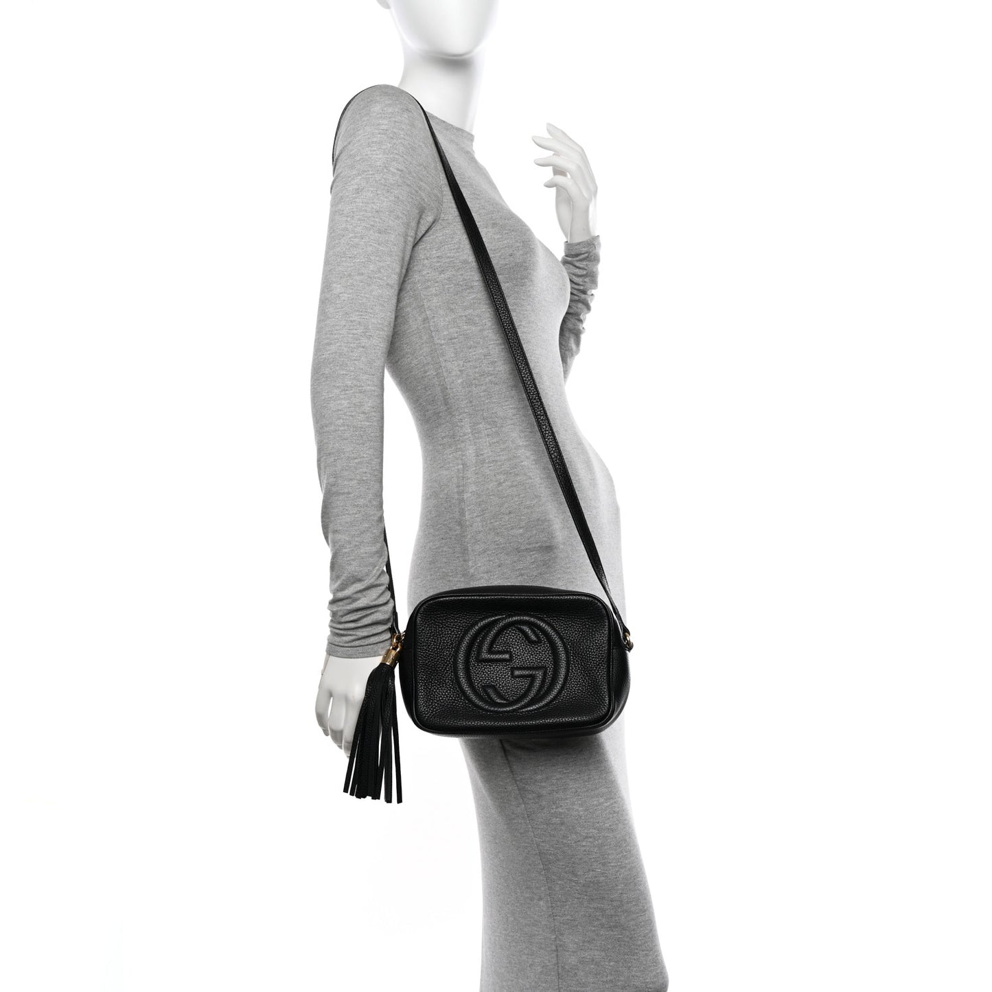 Pebbled Calfskin Small Soho Disco Bag Black