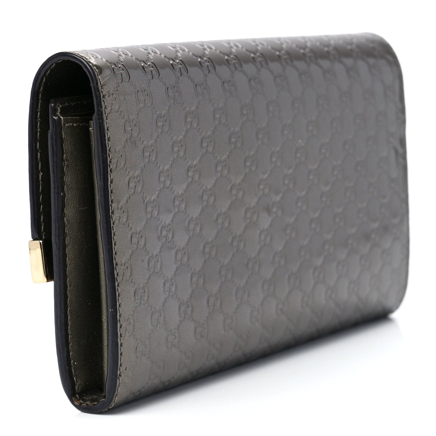 Metallic Microguccissima Dice Continental Wallet Golden Beige
