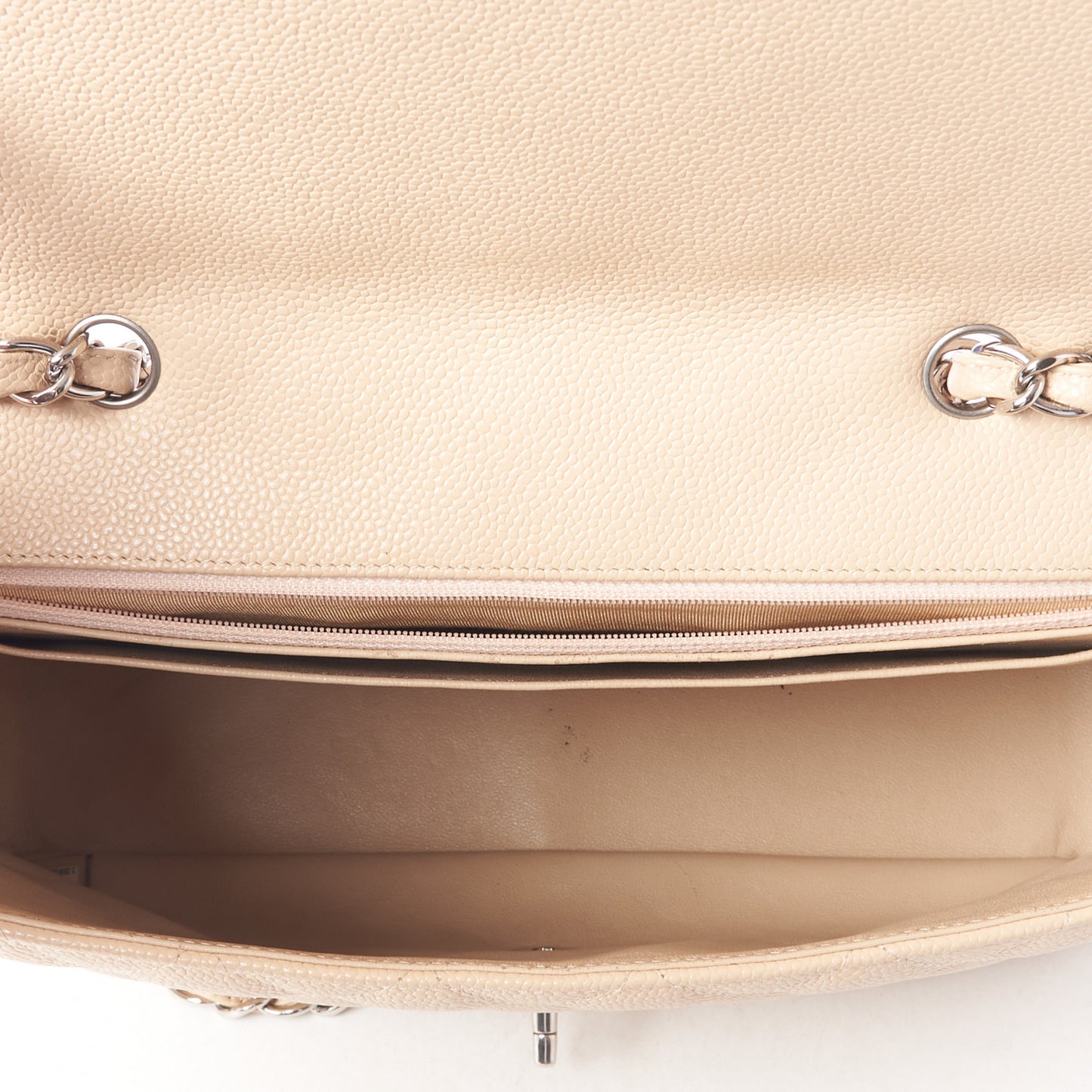 Caviar Quilted Jumbo Single Flap Beige Clair