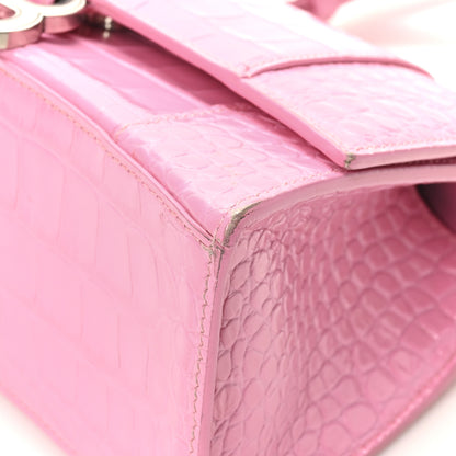 Balenciaga Shiny Calfskin Crocodile Embossed Small Hourglass Top Handle Bag Candy Pink 11 of 11