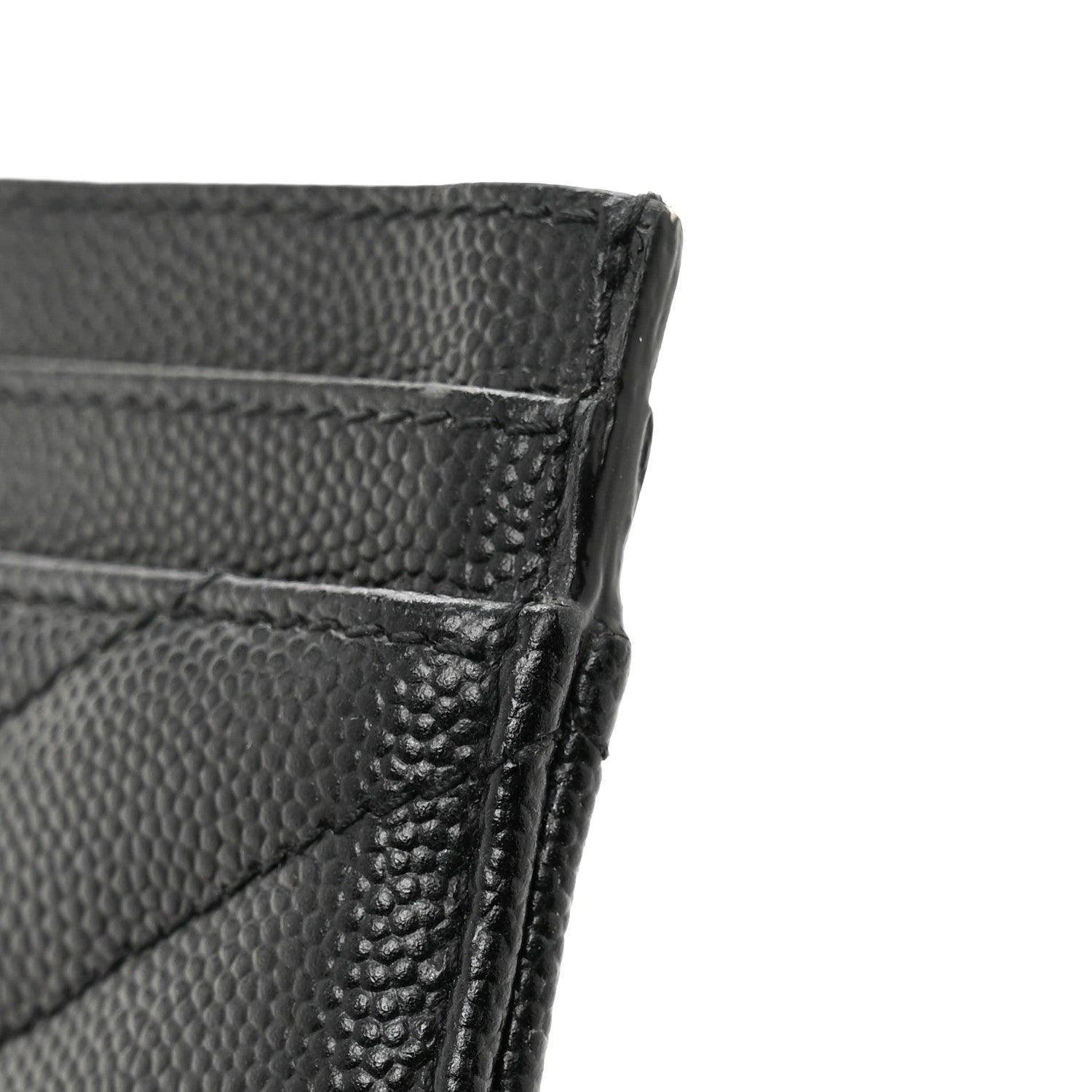 Saint Laurent Grain De Poudre Matelasse Chevron Monochrome Monogram Credit Card Case Black 8 of 12