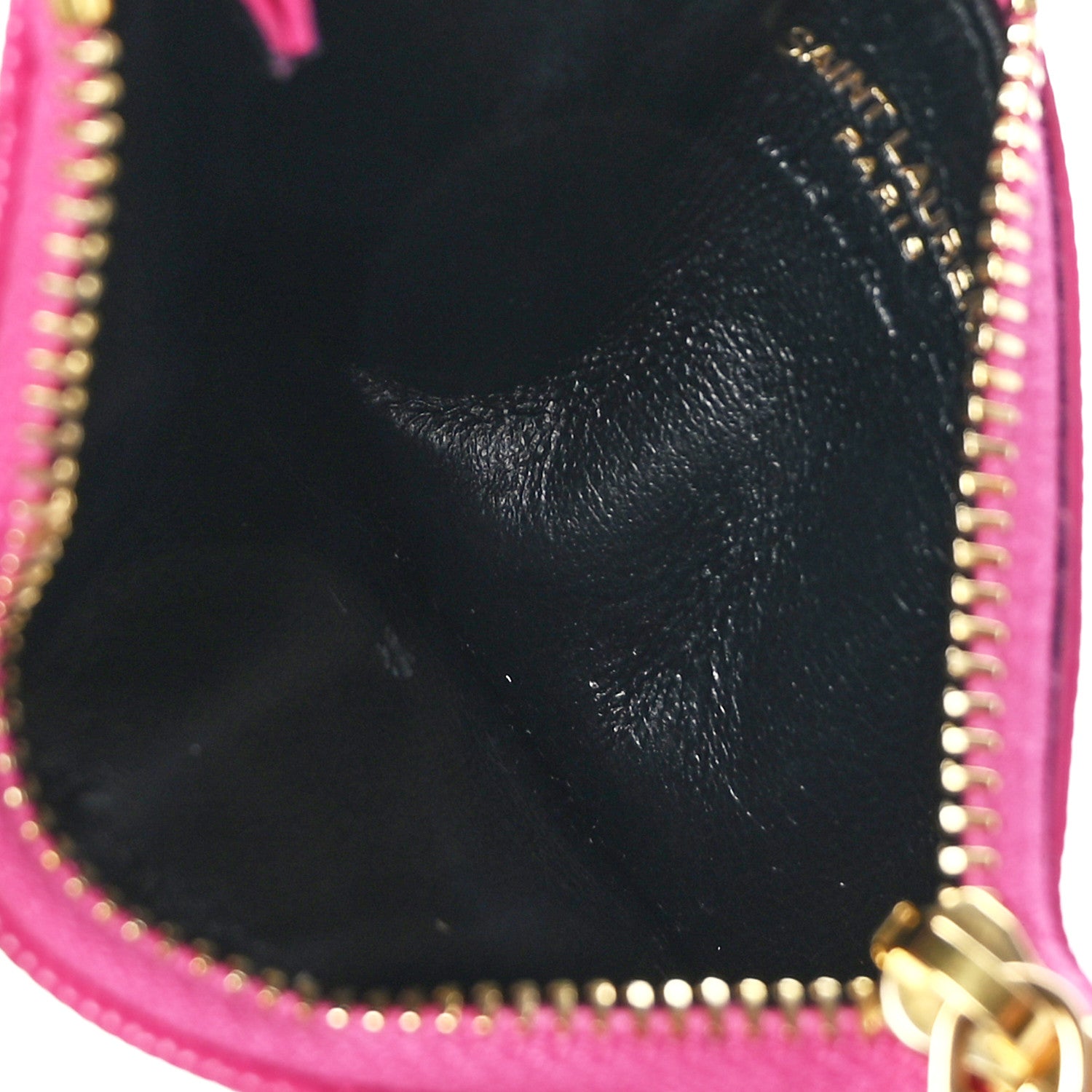 Saint Laurent Grain De Poudre Matelasse Chevron Monogram Fragments Zippered Card Case Fresh Fuxia 5 of 6