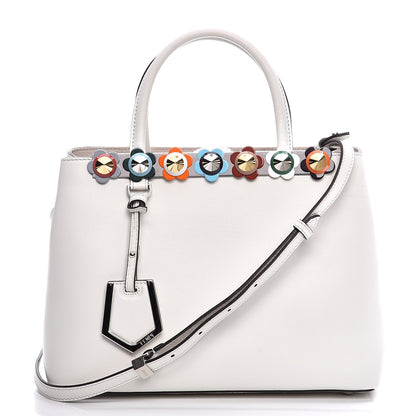 Fendi Calfskin PVC Flower Studs Petite 2Jours Tote White Ice Multicolor 11 of 11