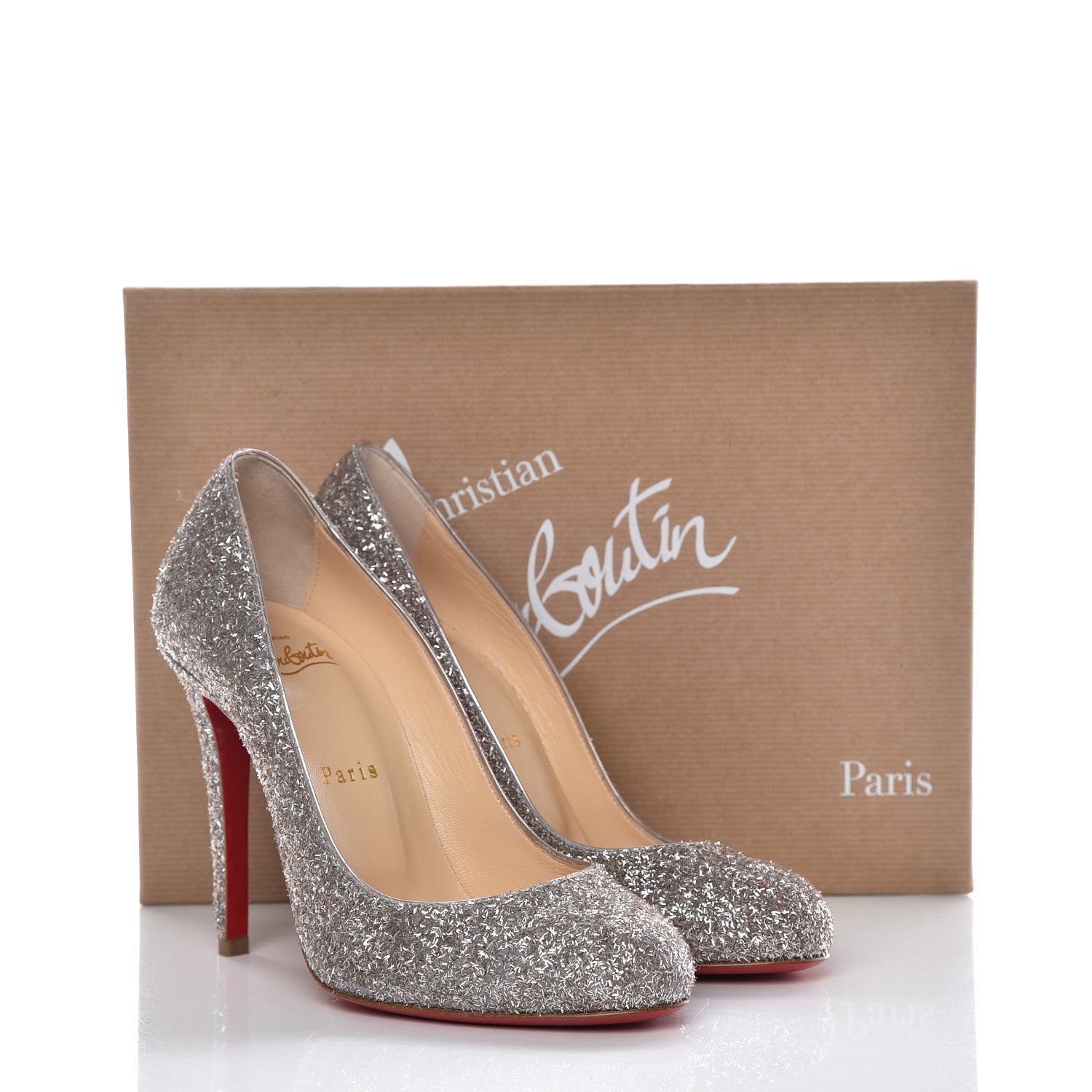 Christian Louboutin Glitter Givre Fifille 100 Pumps 37.5 Perle 9 of 9