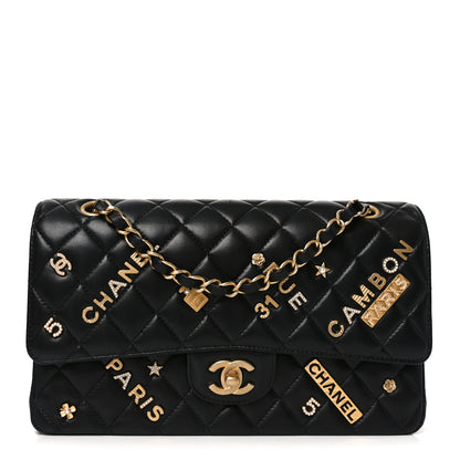 Chanel Lambskin Quilted Medium Rue Cambon Charms Double Flap Black 1 of 10