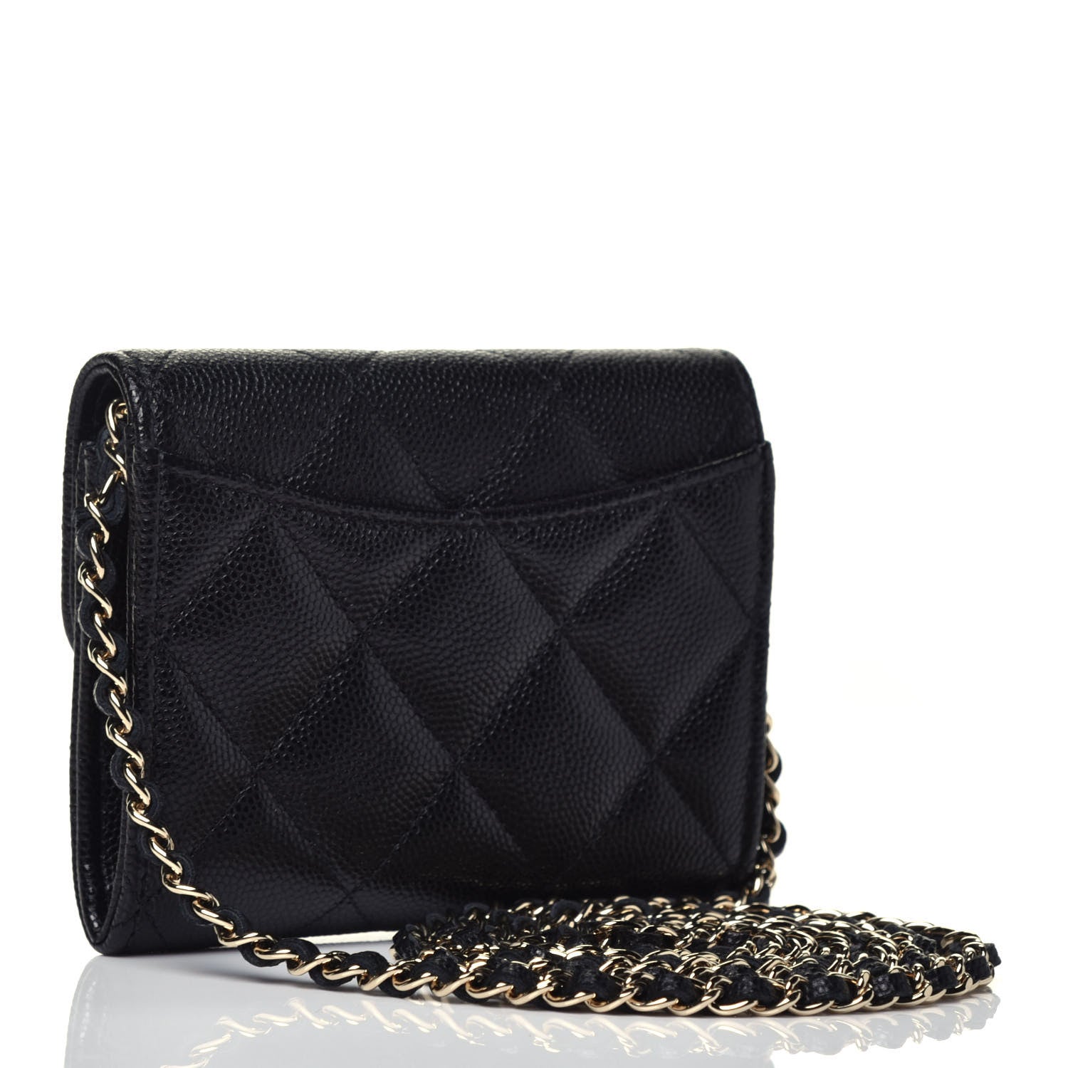 Chanel Caviar Quilted Flap Card Holder On Chain Black 3 of 10
