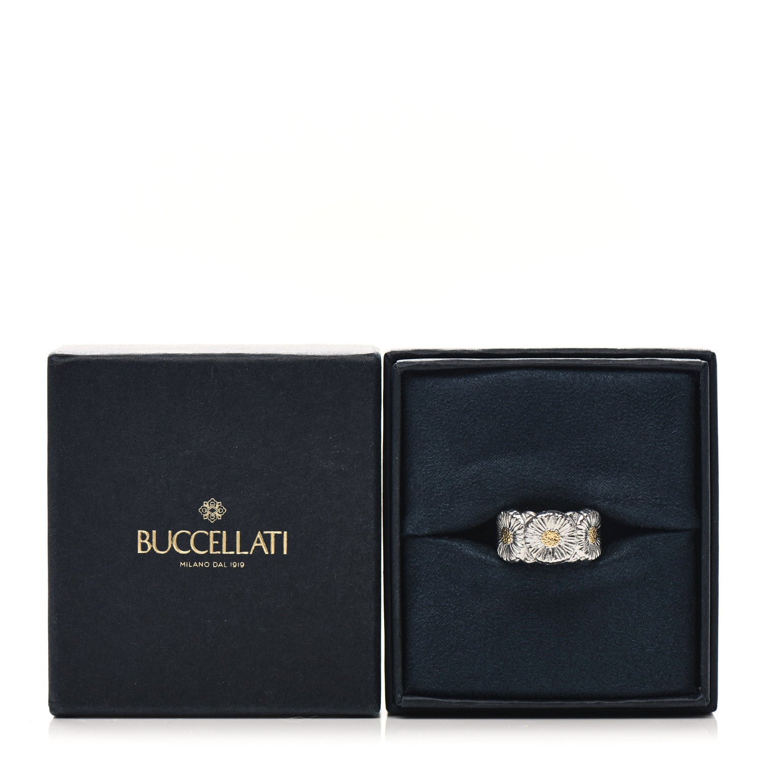 Bulgari BUCCELLATI Sterling Silver Gold Vermeil Blossoms Daisy Ring 50 5.5 5 of 5