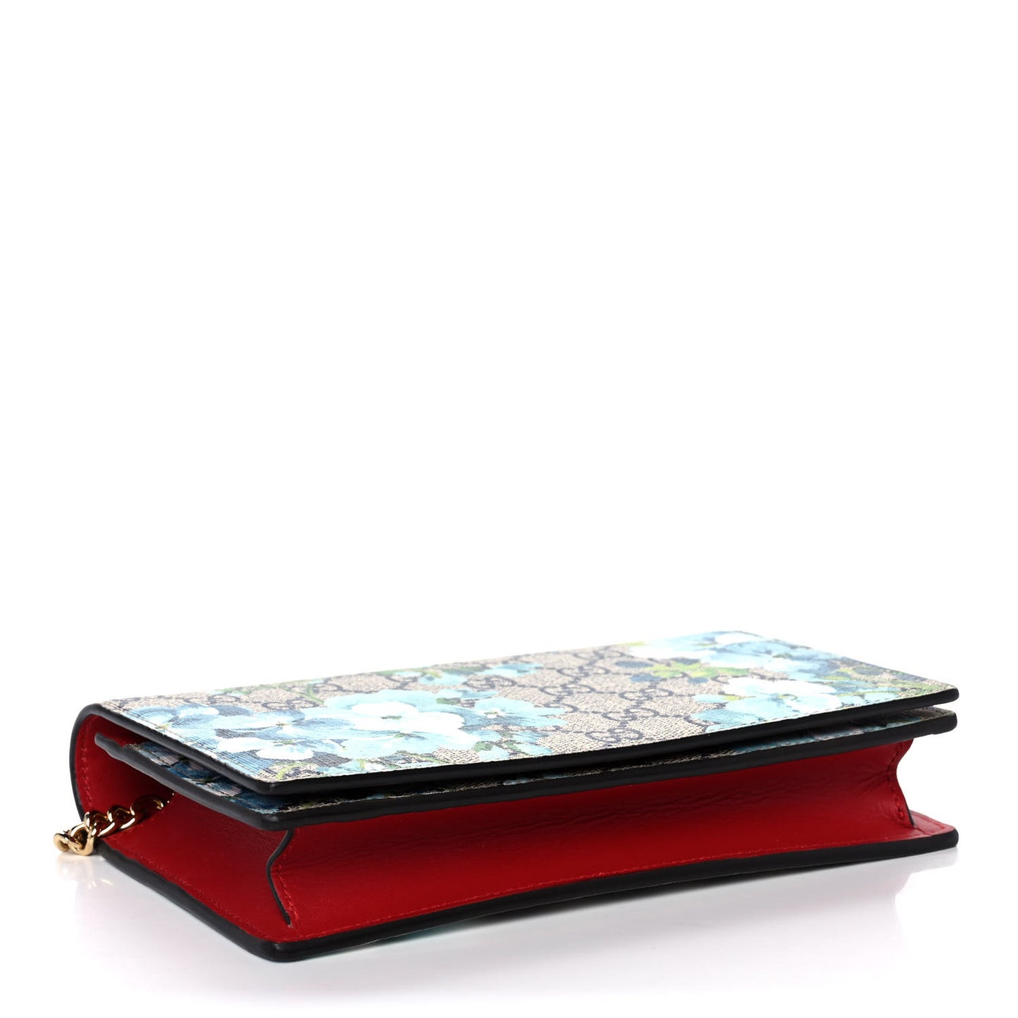 GG Supreme Monogram Blooms Chain Wallet Blue