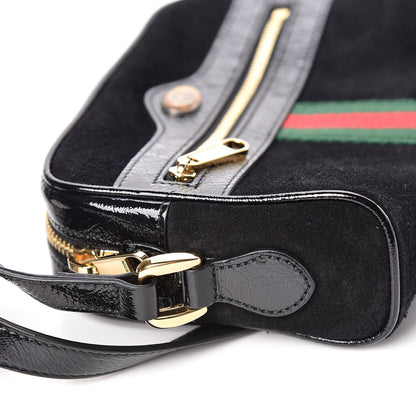 Gucci Suede Patent Web Mini Ophidia Shoulder Bag Black 11 of 14