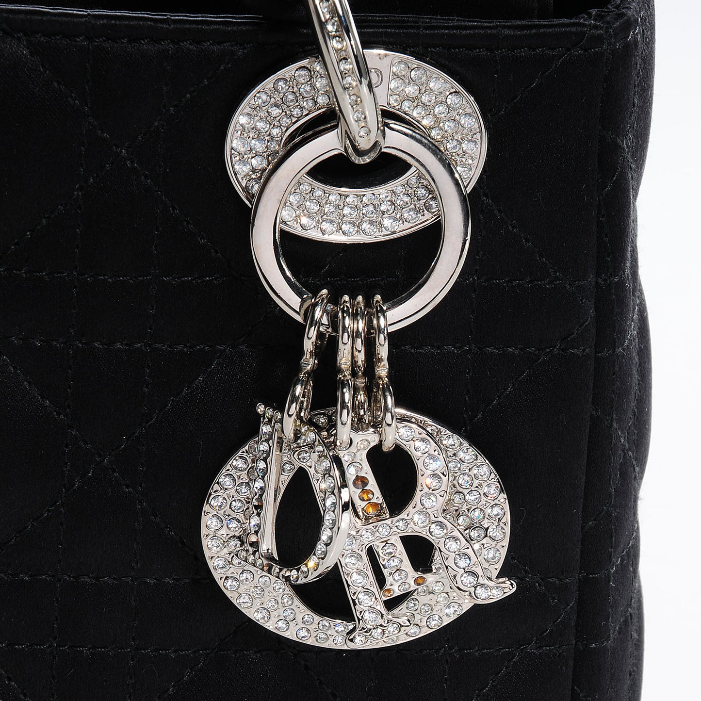 Satin Swarovski Crystal Cannage Mini Lady Dior Black