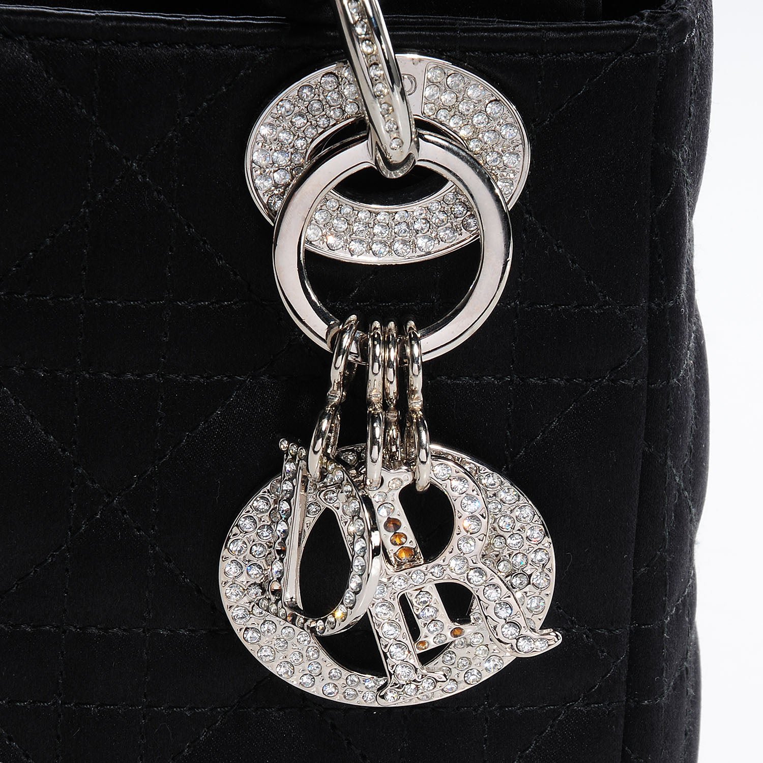 Christian Dior Satin Swarovski Crystal Cannage Mini Lady Dior Black 5 of 8
