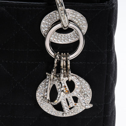 Christian Dior Satin Swarovski Crystal Cannage Mini Lady Dior Black 5 of 8