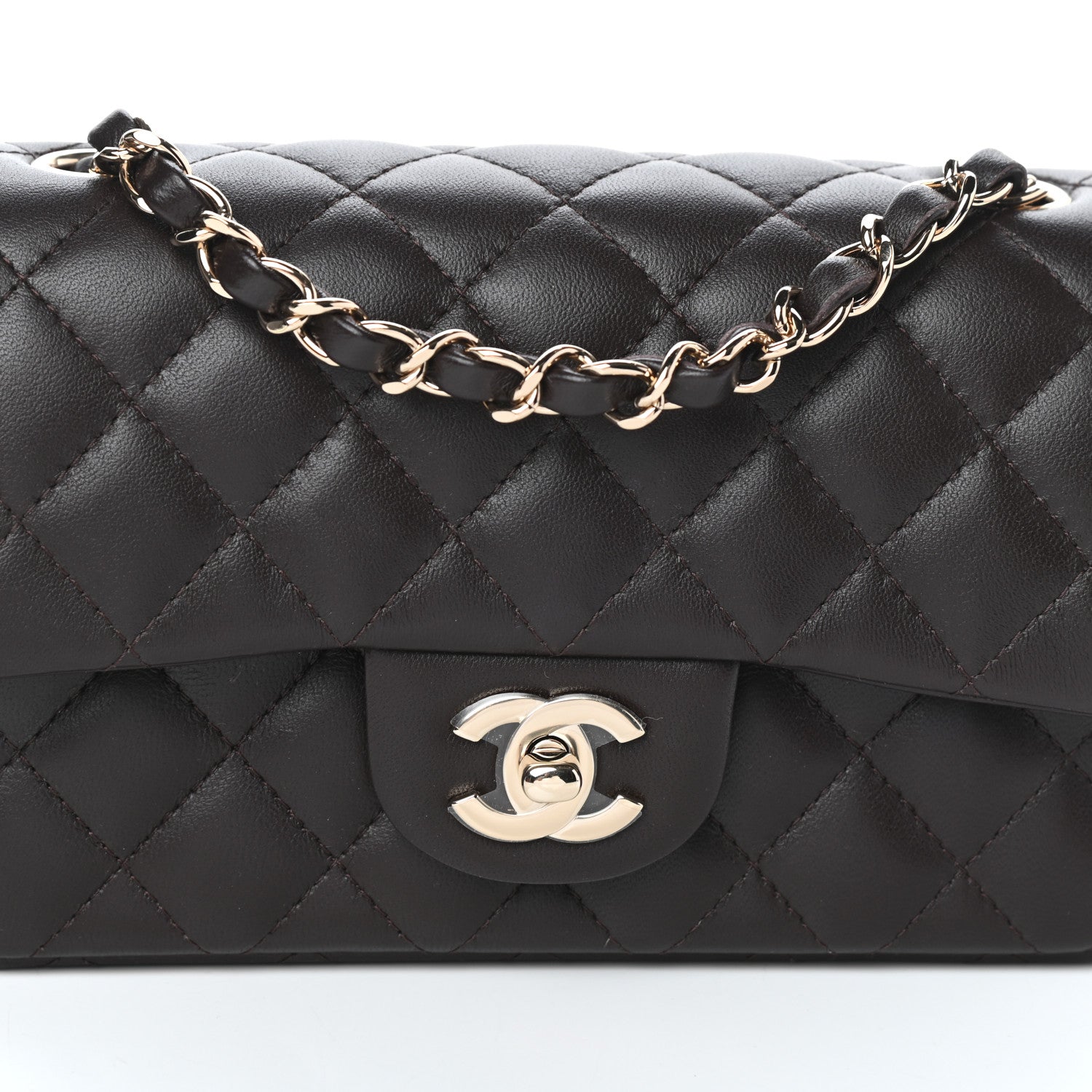 Chanel Lambskin Quilted Mini Rectangular Flap Dark Brown 9 of 11