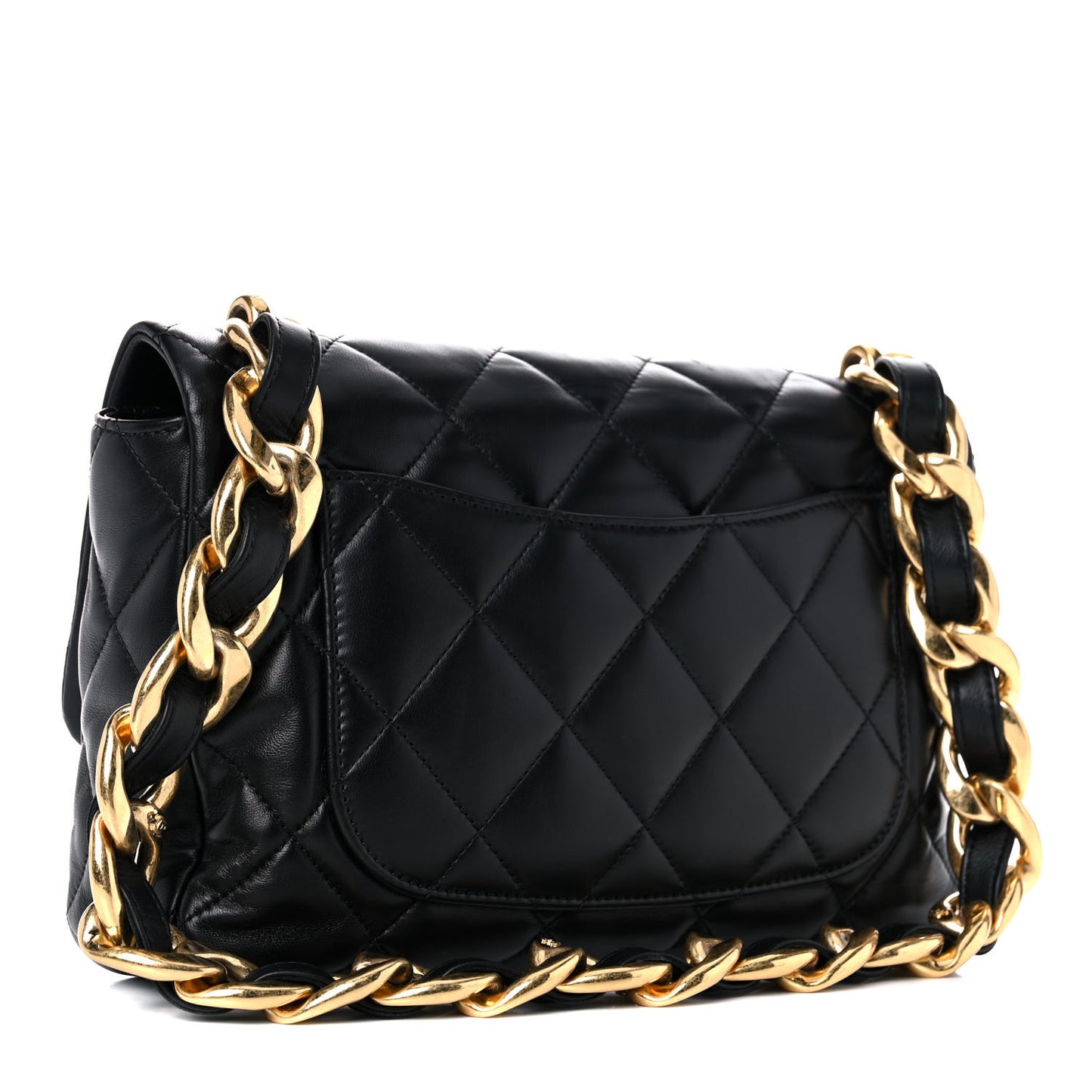 Lambskin Quilted Large CC Funky Town Flap Black