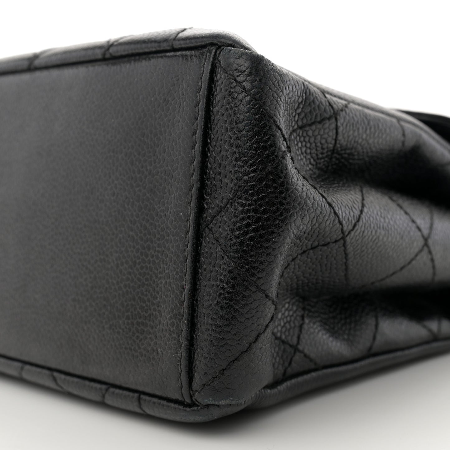 Caviar Quilted Flap Shoulder Bag Black